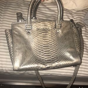 MK grey snake skin shoulder bag